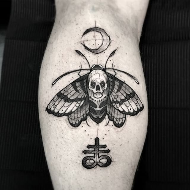 Death Moth Tattoo on Lower Arm