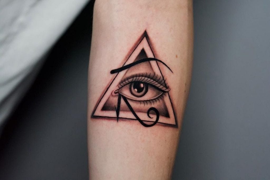 eye of horus tattoo on forearm