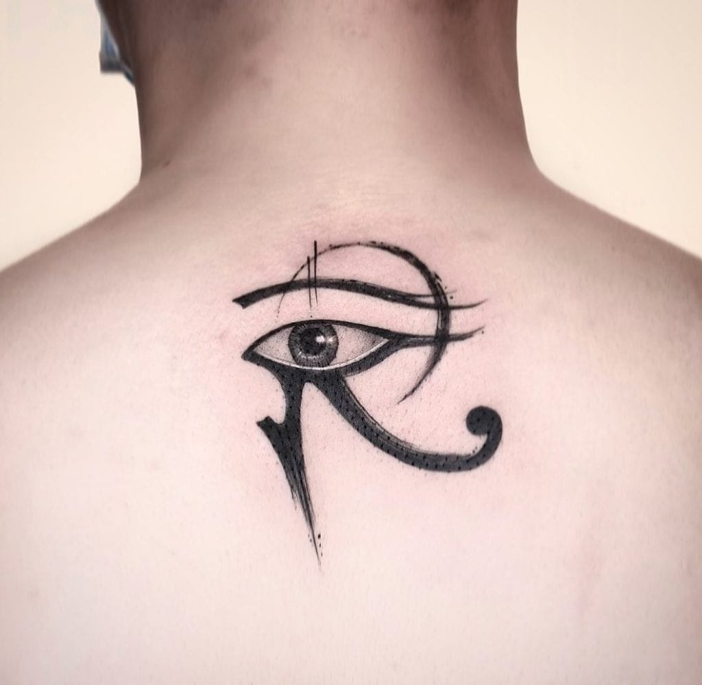 eye of horus tattoo on upper back