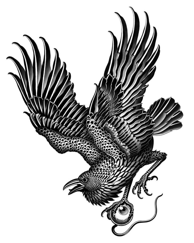 Raven Tattoo Vector