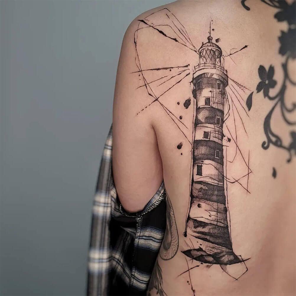 Lighthouse Tattoo Vector Art Icons and Graphics for Free Download